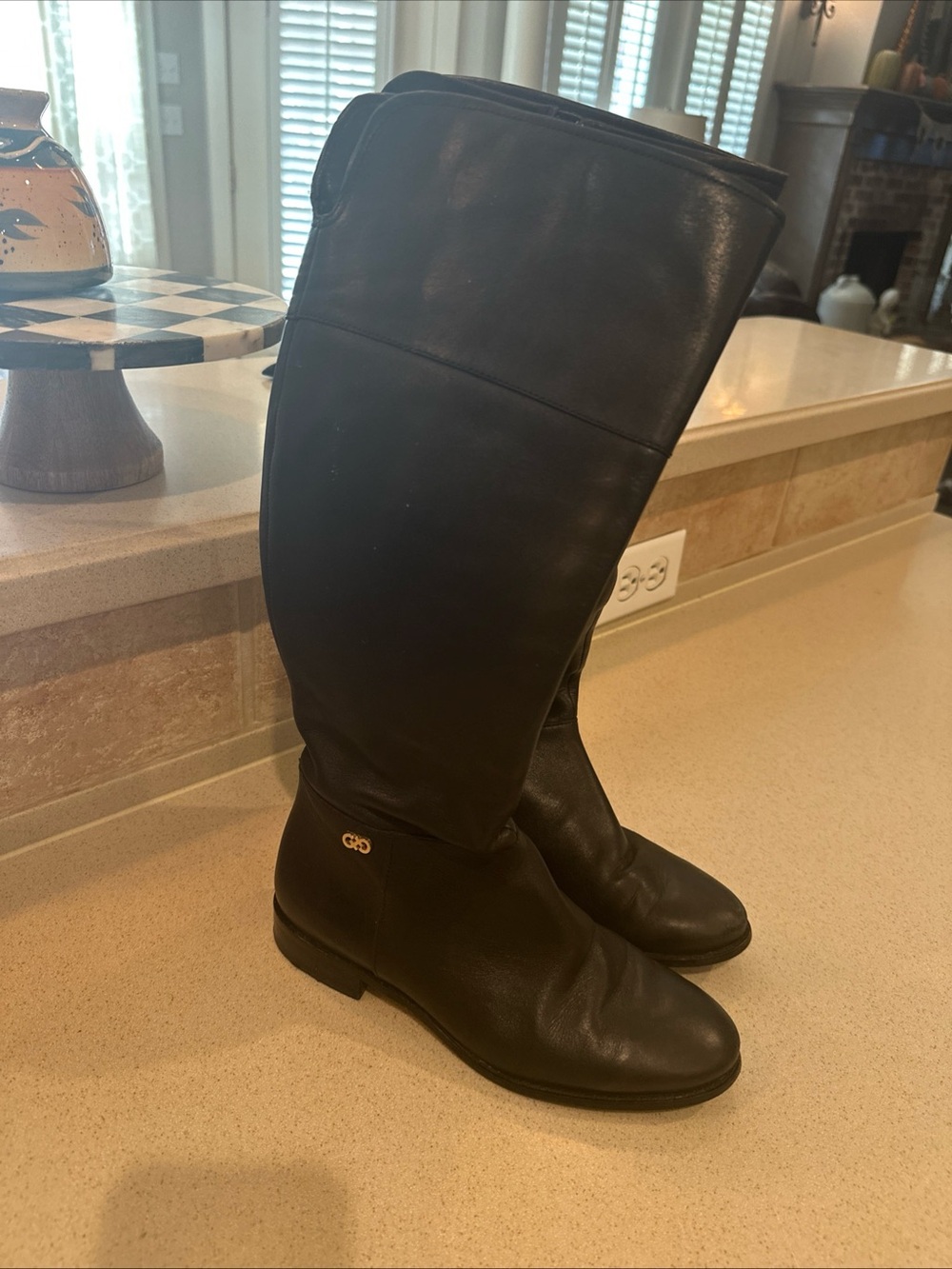 Cole Haan tall black boots in calf leather, size 6.5